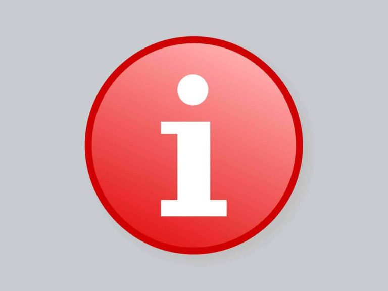 Information-Symbol auf rotem Hintergrund, Hinweis zu COVID-19-Betriebsanpassungen.