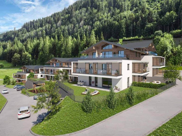Moderne Wohnhäuser in Flachau, umgeben von Natur, für vielfältige Lebenslagen.